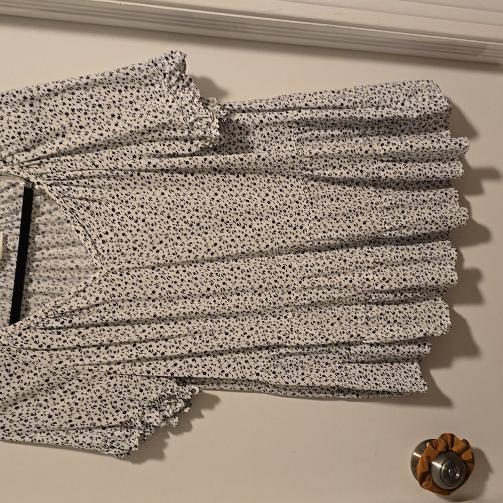 Baby doll top white/black flowers